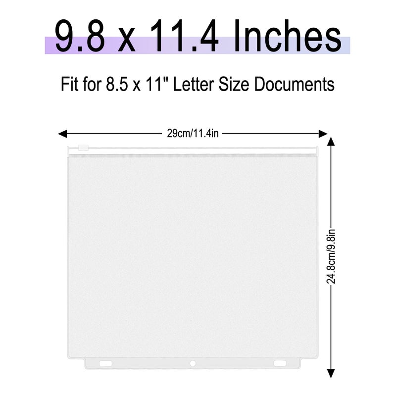 Antner حقيبة ملفات أنتر 12 حزمة بحجم الرسالة مع 3 ثقوب وسحاب لحافظة 3 حلقات، حقيبة PVC شفافة لأوراق مفكوكة، واقيات صفحات لحفظ الوثائق، أكياس تخزين مقاومة للماء - Image 2